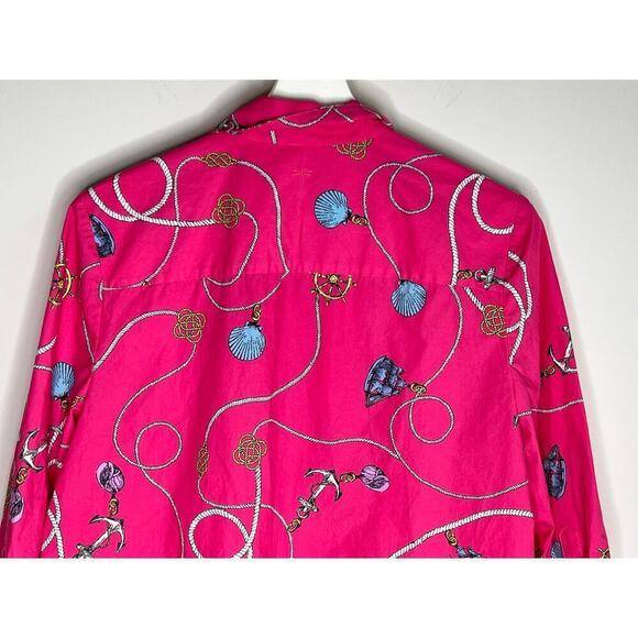 Tyler Boe Cotton Sailboat Shell Rope Pink Button Down Top Size M - Picture 2 of 11